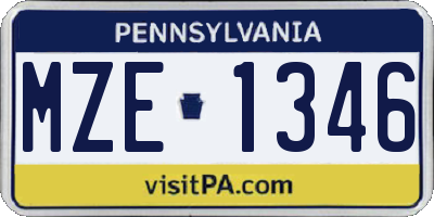 PA license plate MZE1346