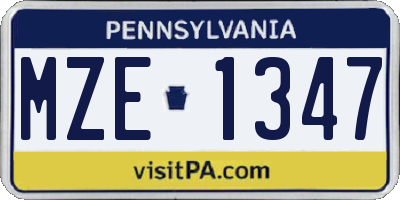 PA license plate MZE1347