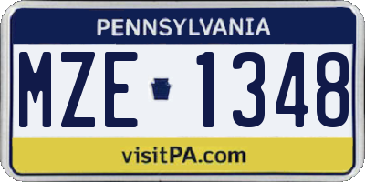 PA license plate MZE1348