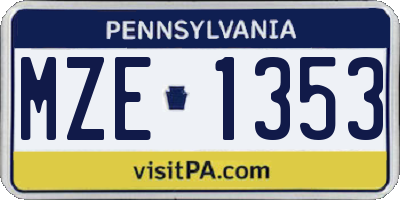 PA license plate MZE1353