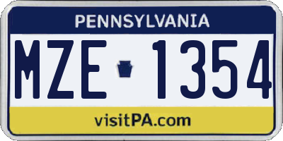 PA license plate MZE1354