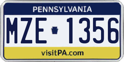 PA license plate MZE1356