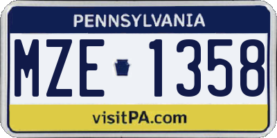 PA license plate MZE1358