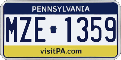 PA license plate MZE1359