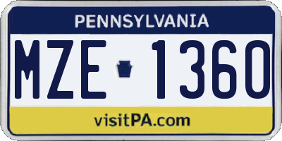 PA license plate MZE1360
