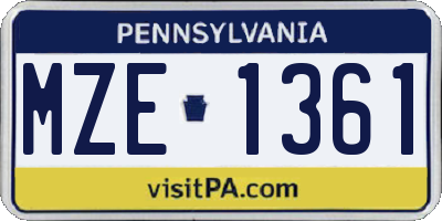 PA license plate MZE1361