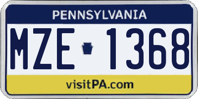 PA license plate MZE1368