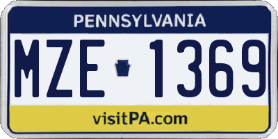 PA license plate MZE1369