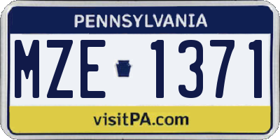 PA license plate MZE1371