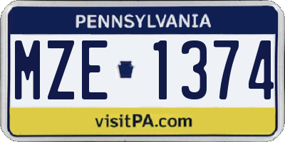 PA license plate MZE1374
