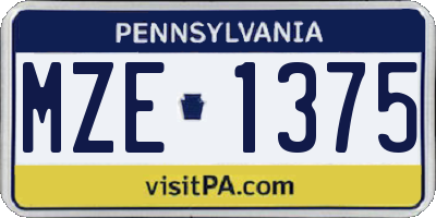 PA license plate MZE1375