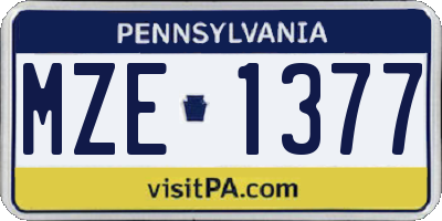 PA license plate MZE1377