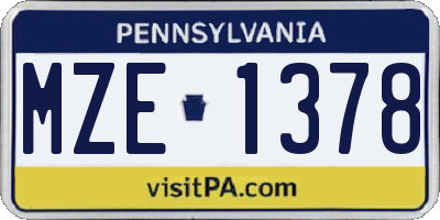 PA license plate MZE1378