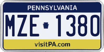 PA license plate MZE1380