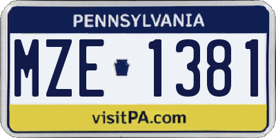 PA license plate MZE1381