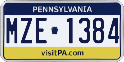 PA license plate MZE1384