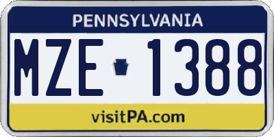 PA license plate MZE1388