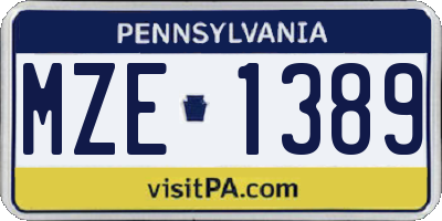 PA license plate MZE1389