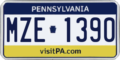 PA license plate MZE1390