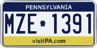PA license plate MZE1391