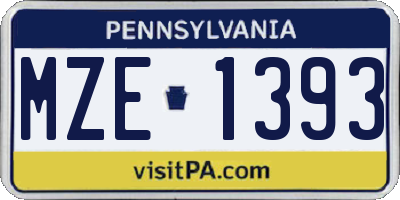 PA license plate MZE1393