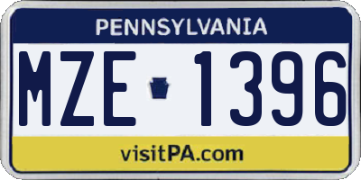 PA license plate MZE1396