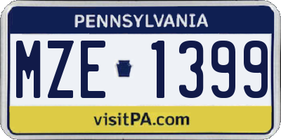 PA license plate MZE1399