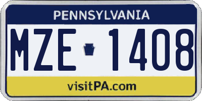 PA license plate MZE1408