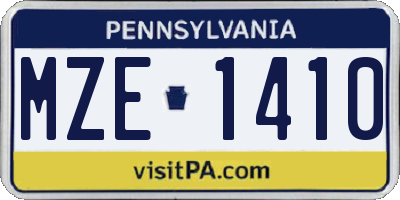 PA license plate MZE1410