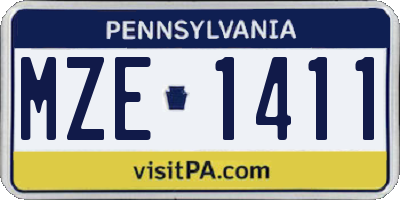 PA license plate MZE1411