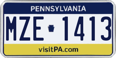PA license plate MZE1413
