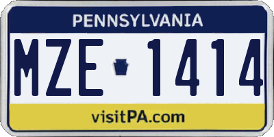 PA license plate MZE1414