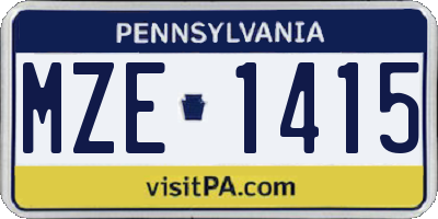 PA license plate MZE1415
