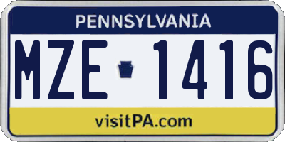 PA license plate MZE1416