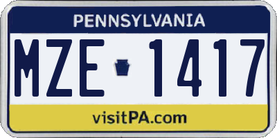 PA license plate MZE1417