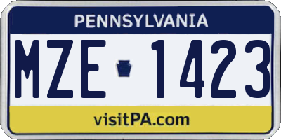 PA license plate MZE1423