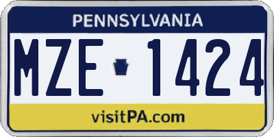 PA license plate MZE1424