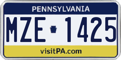 PA license plate MZE1425