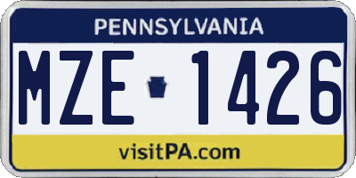 PA license plate MZE1426