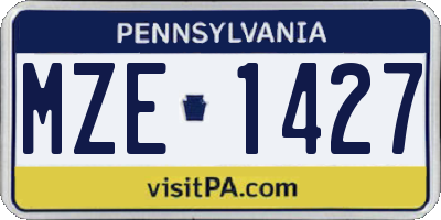 PA license plate MZE1427