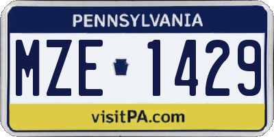 PA license plate MZE1429