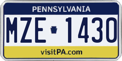PA license plate MZE1430