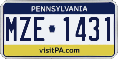 PA license plate MZE1431