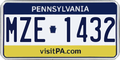 PA license plate MZE1432