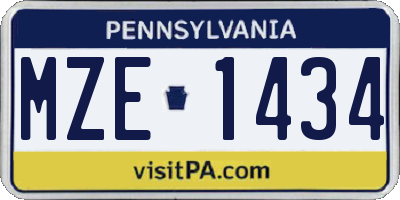 PA license plate MZE1434