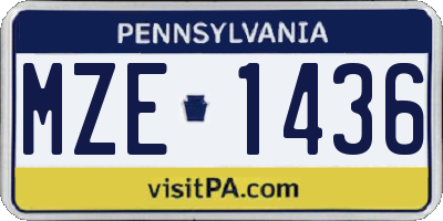 PA license plate MZE1436
