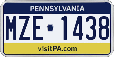 PA license plate MZE1438