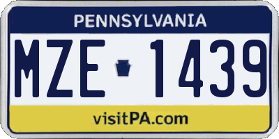 PA license plate MZE1439