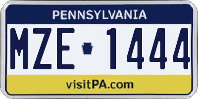 PA license plate MZE1444