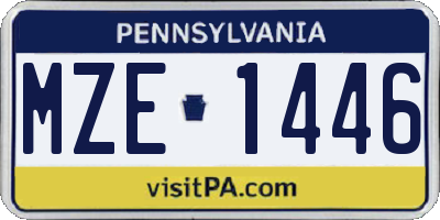 PA license plate MZE1446